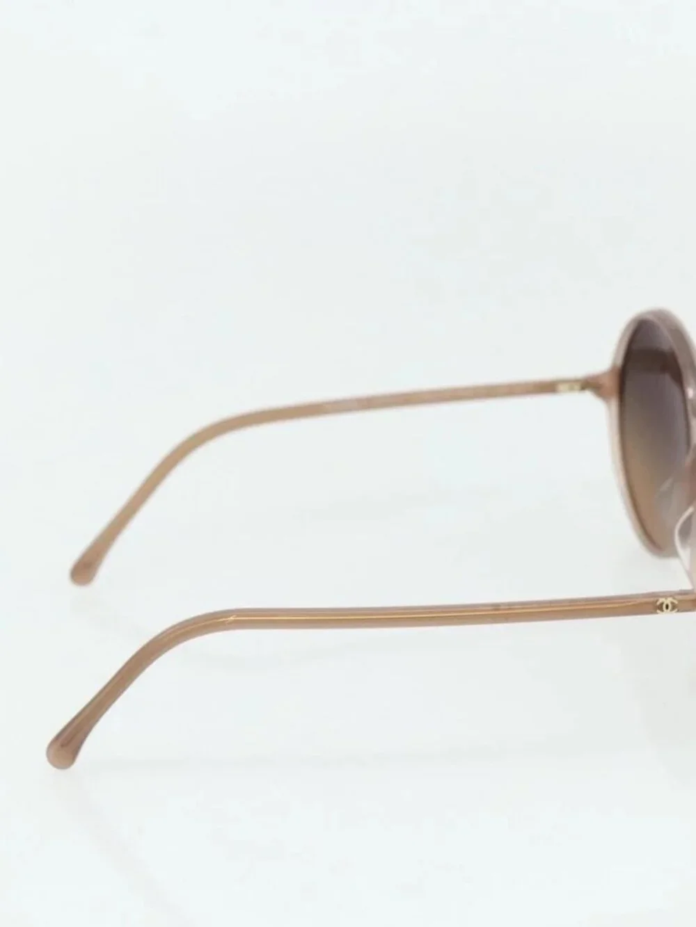 CHANEL COCO Mark Sunglasses plastic Beige CC Auth 176077A